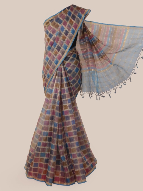 Pothys Multicoloured Checked Pure Silk Saree, Multi