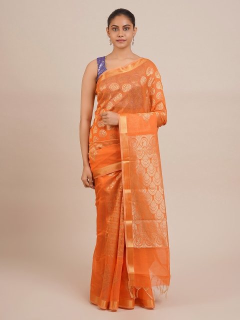 

Pothys Orange Woven Design Silk Cotton Saree