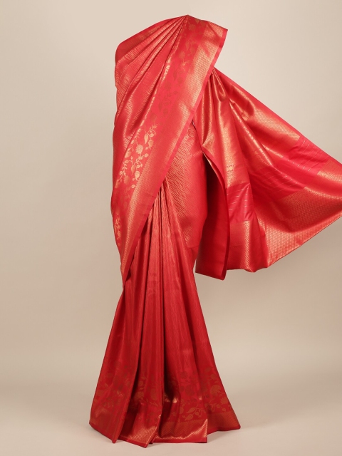 

Pothys Red & Gold-Toned Jute Silk Woven Design Saree