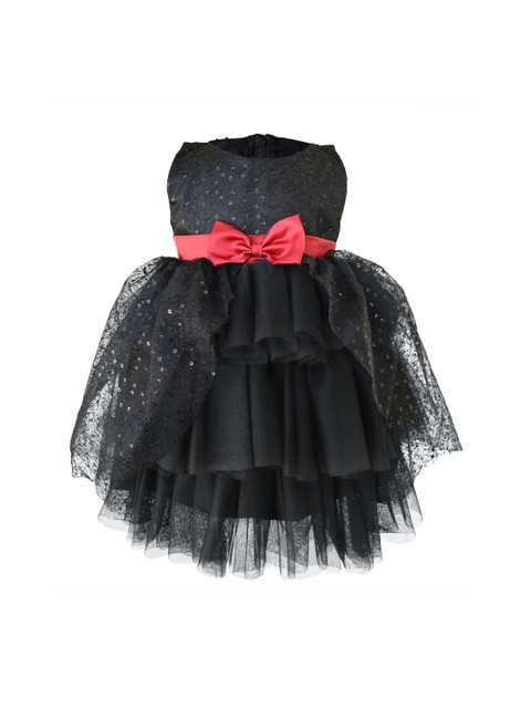 

Faye Girls Black Sequinned Net Fit and Flare Dress