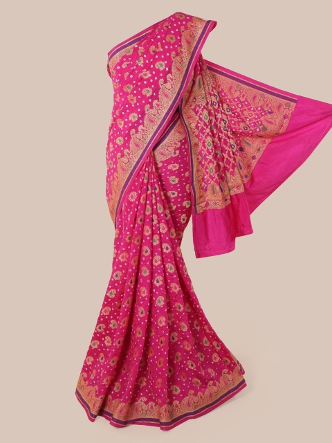 

Pothys Pink Pure Silk Printed Bandhani Saree