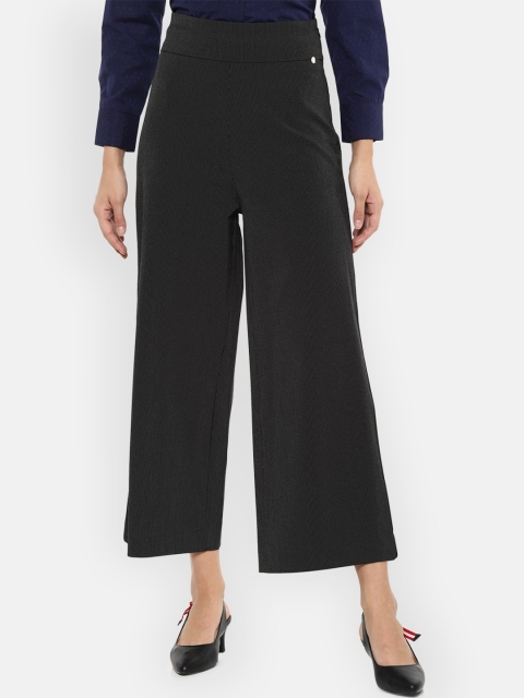 

Van Heusen Woman Women Black & White Regular Fit Striped Parallel Trousers