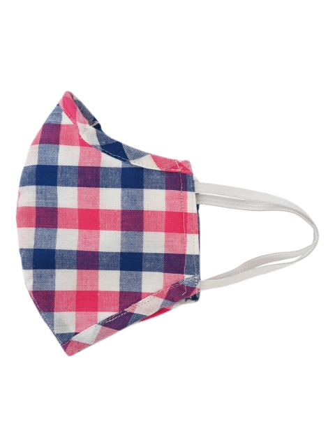 

AfroJack Unisex Pack Of 4 Pink & Blue Checked 3-Ply 100% Giza Cotton Cloth Masks