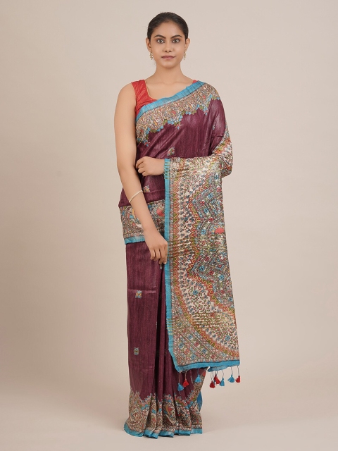 

Pothys Purple Printed Jute Silk Saree