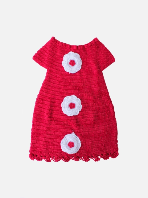 

Woonie Girls Pink Self Design Handmade A-Line Dress