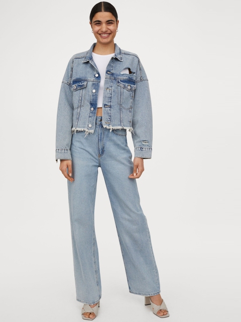 

H&M Women Blue Boxy Denim Jacket