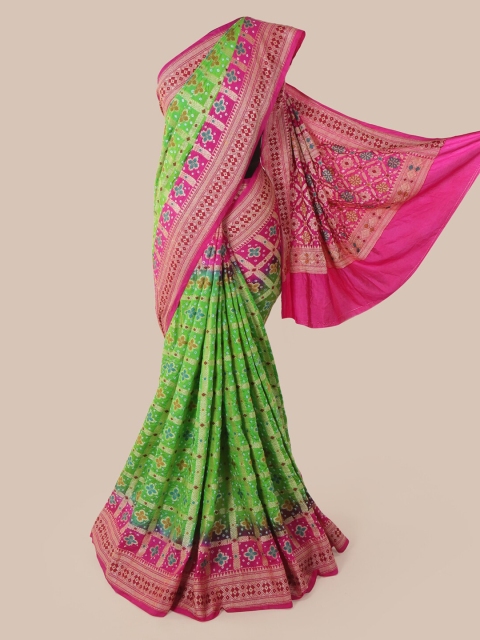 

Pothys Green Pure Silk Printed Bandhani Saree