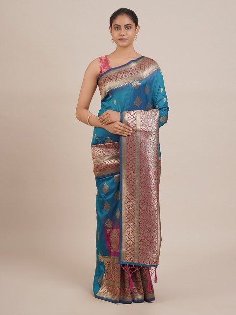 

Pothys Blue Woven Design Cotton Blend Saree