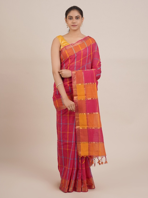 

Pothys Pink Pure Cotton Checked Mangalagiri Saree
