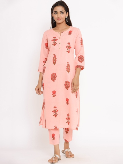 

Fabriko Women Pink Printed Kurta with Trousers