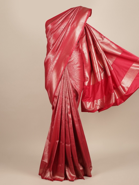 

Pothys Red & Silver-Toned Jute Silk Woven Design Saree