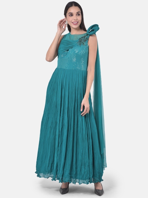 

Neerus Women Sea Green Georgette Sequinned Ethnic Gown