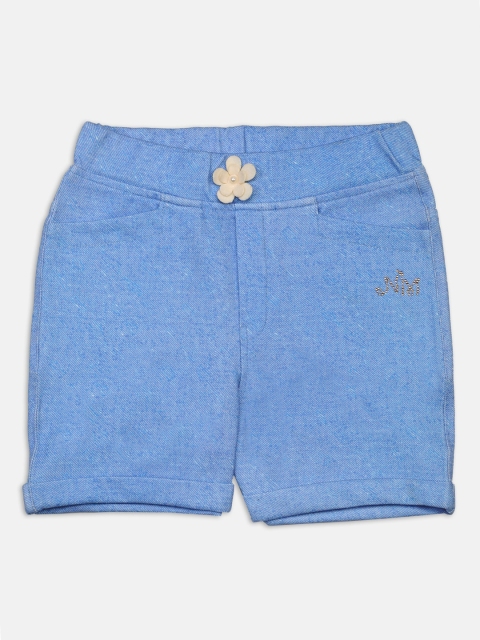 

Nins Moda Girls Blue Solid Regular Fit Regular Shorts