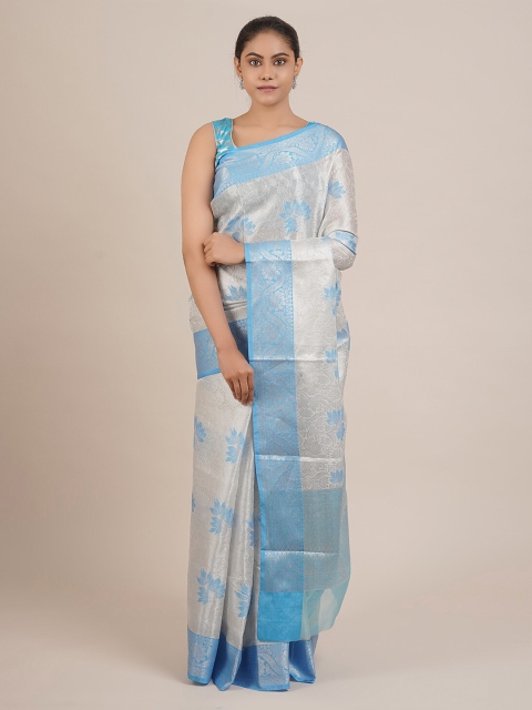 

Pothys Silver-Toned Woven Design Cotton Blend Saree