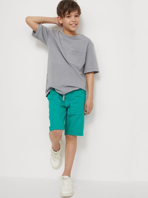 

H&M Boys Turquoise Blue Solid Cotton Shorts