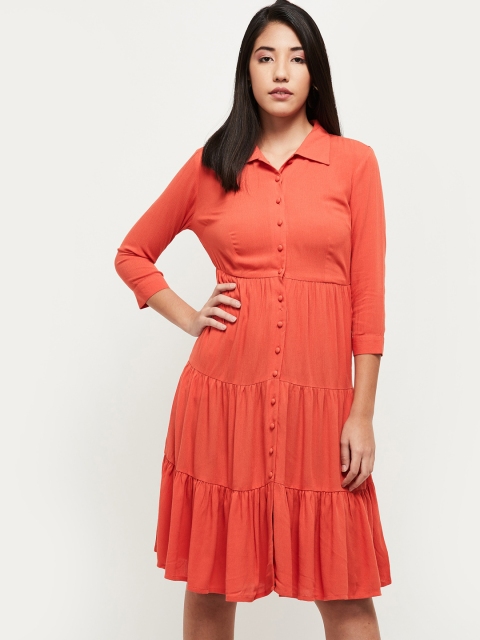 

max Women Orange Solid Shirt Dress