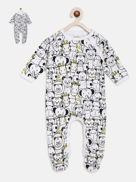 

berrytree Kids Pack Of 2 Printed Organic Cotton Sustainable Rompers, Black