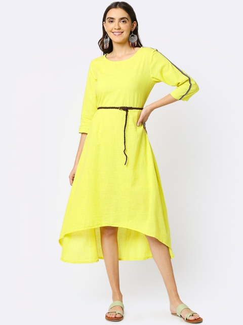 

Bewakoof Women Yellow Solid A-Line Dress