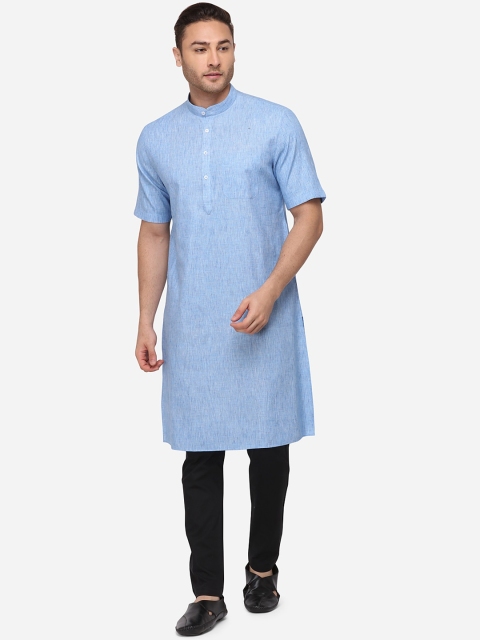

Modi Kurta Men Blue Mandarin Collar Straight Kurta