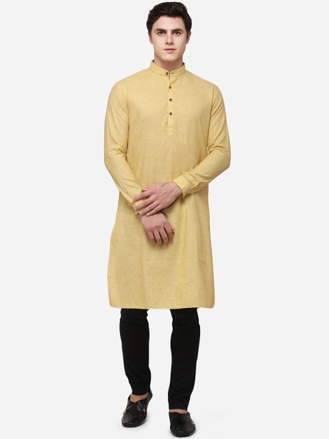 

Modi Kurta Men Lemon Yellow Solid Straight Kurta