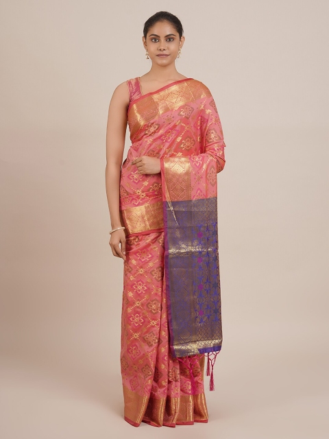 

Pothys Peach-Coloured Woven Design Cotton Blend Saree