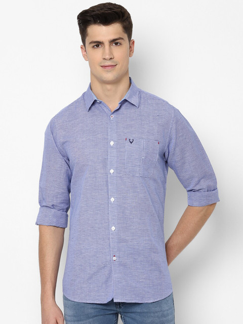 

Allen Solly Men Blue & White Slim Fit Self Design Casual Shirt