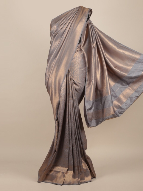 

Pothys Grey & Gold-Toned Jute Silk Woven Design Saree