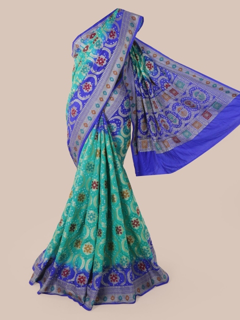 

Pothys Blue Pure Silk Woven Design Bandhani Saree
