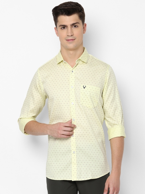 Allen Solly Men Yellow & Maroon Slim Fit Printed Casual Shirt