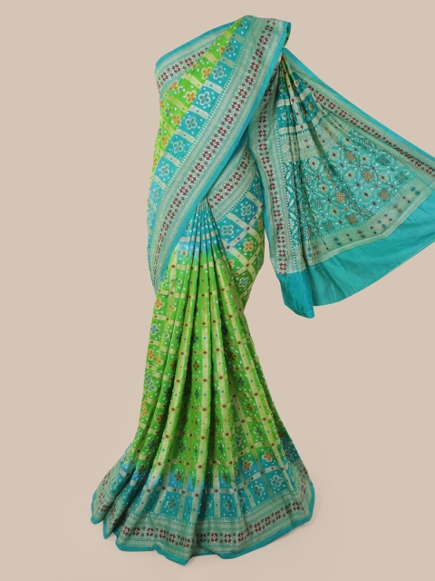 

Pothys Green Pure Silk Printed Bandhani Saree