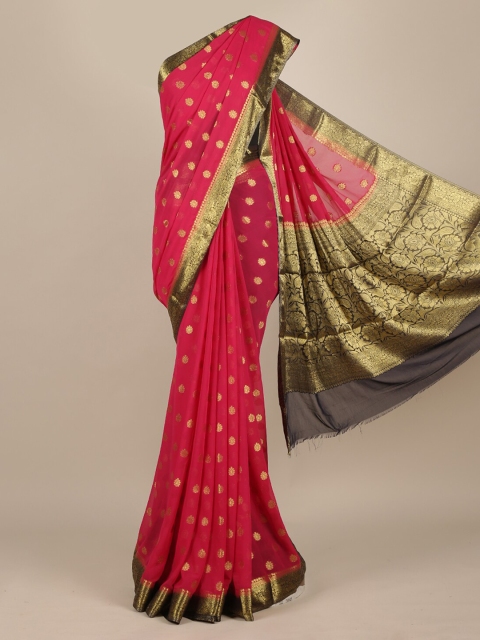 

Pothys Pink Woven Design Poly Georgette Saree