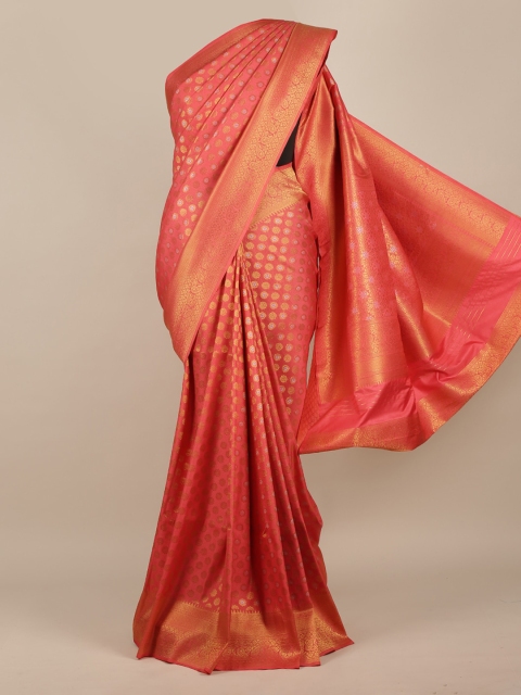 

Pothys Pink & Gold-Toned Jute Silk Woven Design Saree