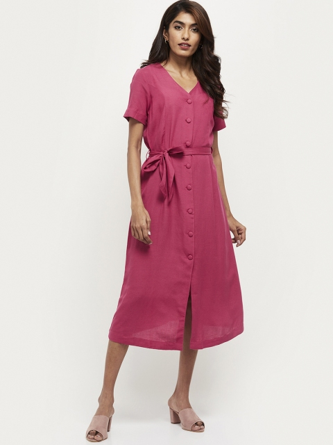 

max Women Pink Solid Shirt Dress