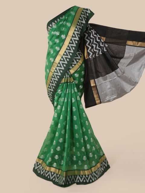 

Pothys Green & White Cotton Blend Woven Design Saree