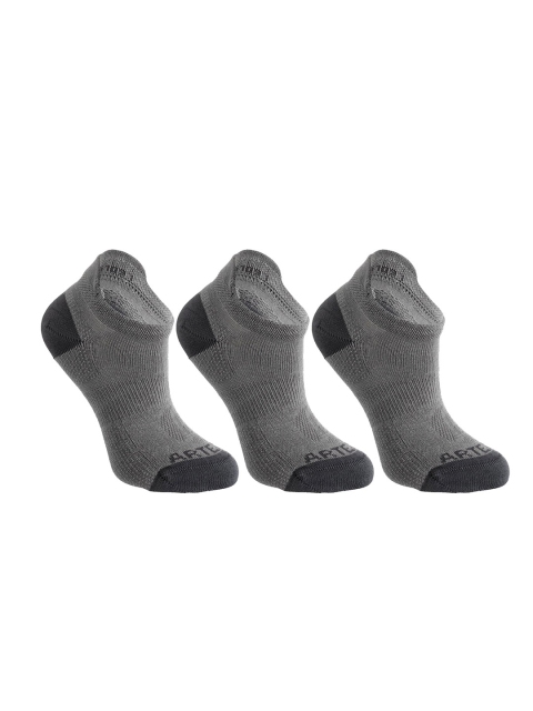 

Artengo By Decathlon Women Pack Of 3 Grey Solid Ankle-Length Tennis Socks