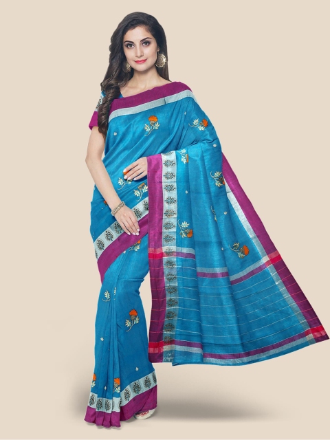 

Kalamandir Blue & Purple Cotton Blend Printed Saree