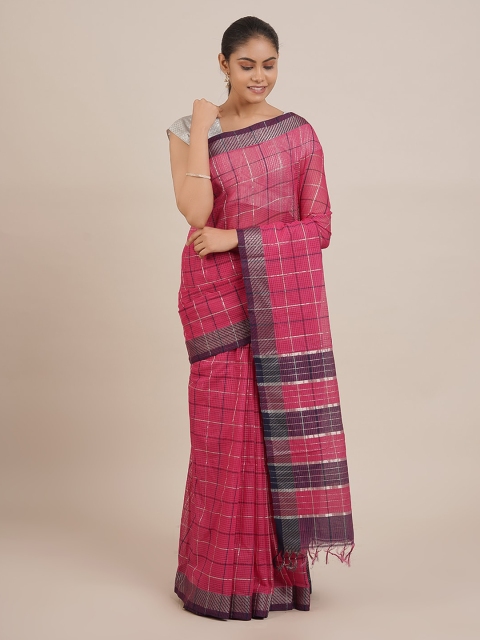 

Pothys Pink Pure Cotton Checked Mangalagiri Saree
