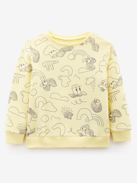 

Domyos By Decathlon Unisex Kids Yellow & Black Printed Sweatshirt