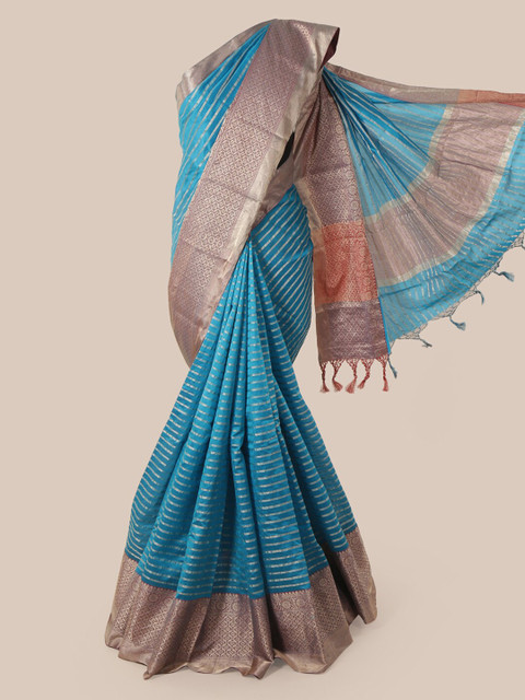 

Pothys Blue Striped Pure Silk Saree