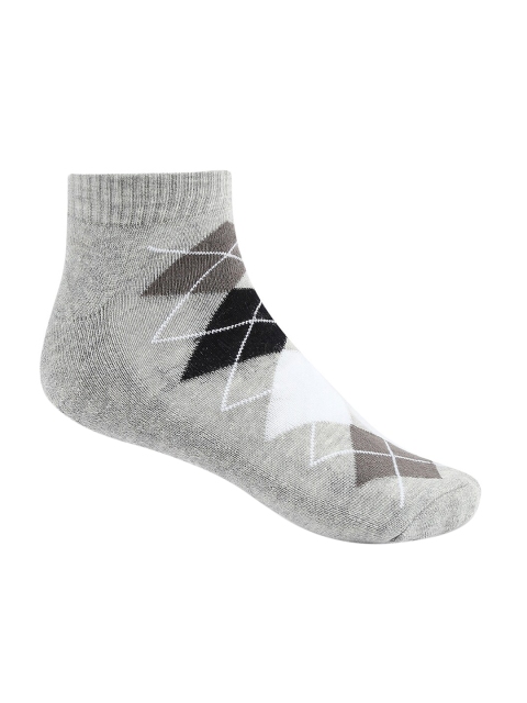 

Ajile by Pantaloons Men Grey Melange & Black Patterned Above Ankle-Length Socks