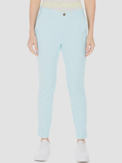 

GAP Women Blue Slim Fit Solid Regular Trousers