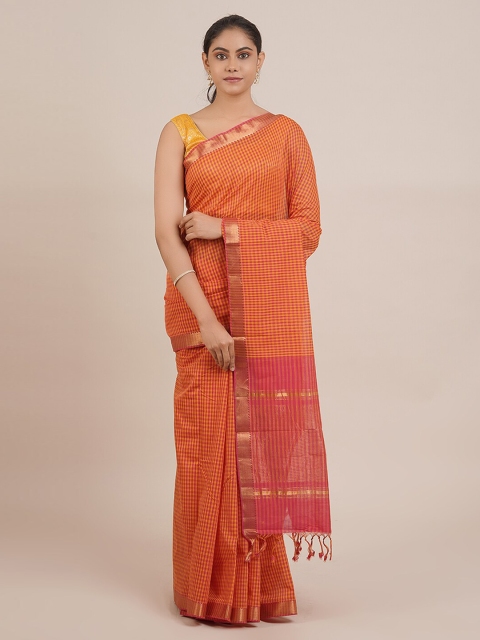 

Pothys Pink Pure Cotton Checked Mangalagiri Saree