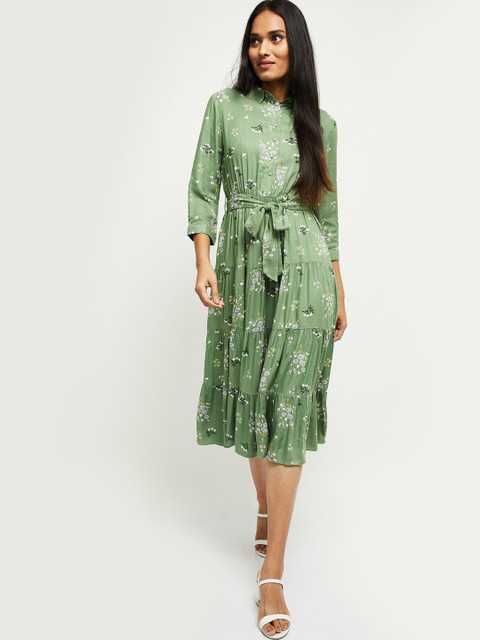 

max Women Green Printed Shirt Dress