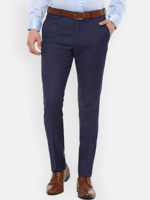 

Louis Philippe Men Navy Blue Slim Fit Solid Formal Trousers