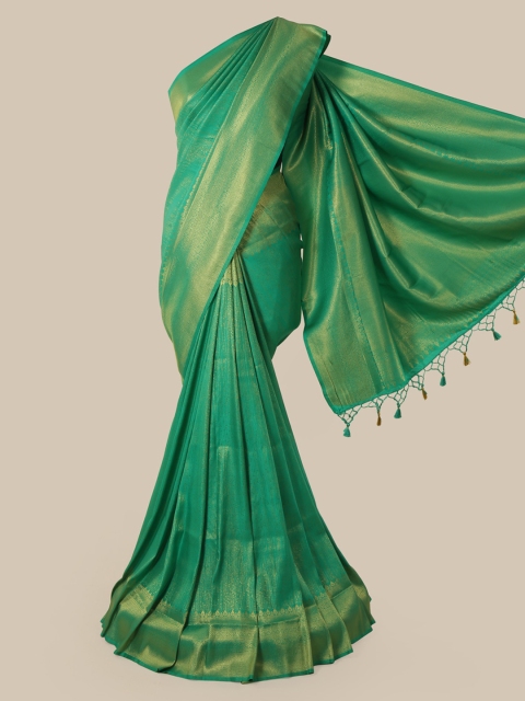 

Pothys Green & Gold-Toned Pure Silk Woven Design Banarasi Saree