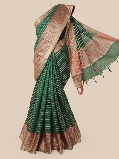 

Pothys Green Striped Pure Silk Saree