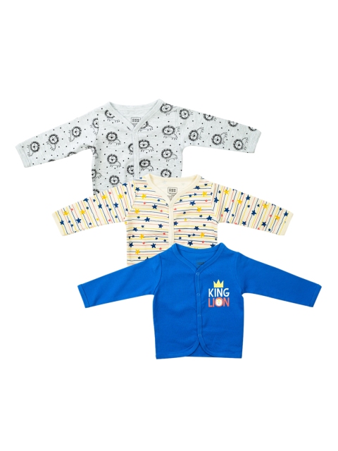 

MeeMee Infant Boys Pack Of 3 Pure Cotton Jhablas, Blue