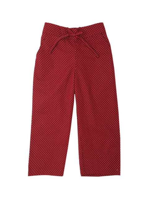 

Allen Solly Junior Girls Maroon & White Regular Fit Printed Regular Trousers