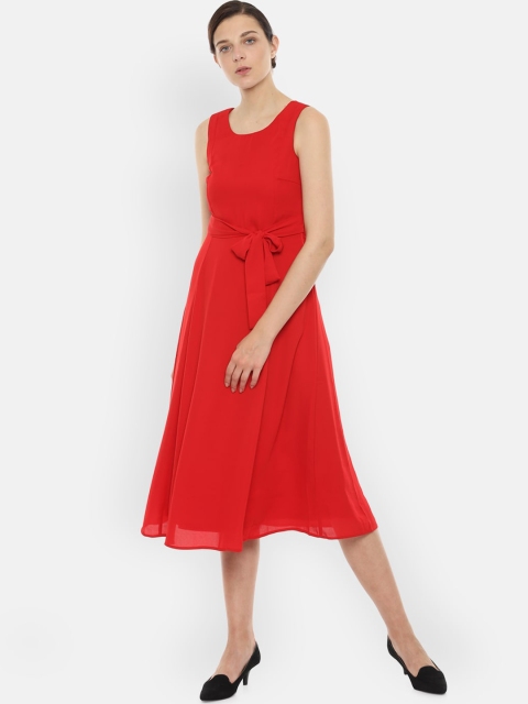 

Van Heusen Woman Red Solid A-Line Dress