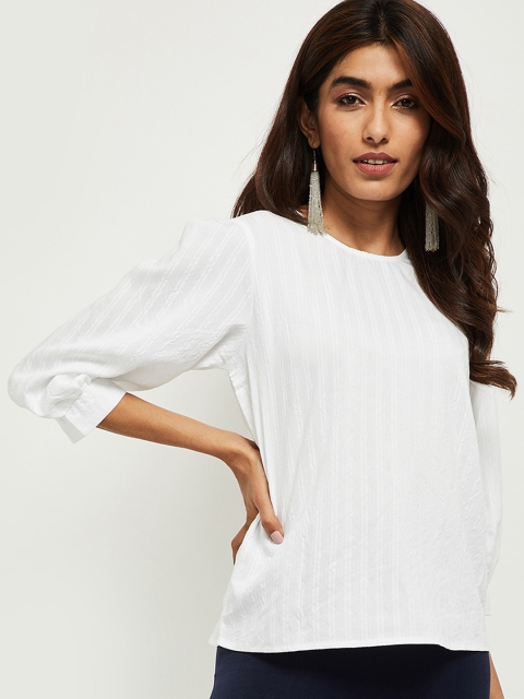

max White Striped Georgette Regular Top